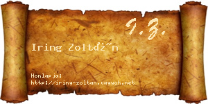 Iring Zoltán névjegykártya